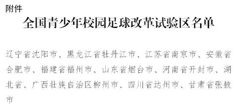青少年足球场改革试验区 青少年足球场改革试验区公示